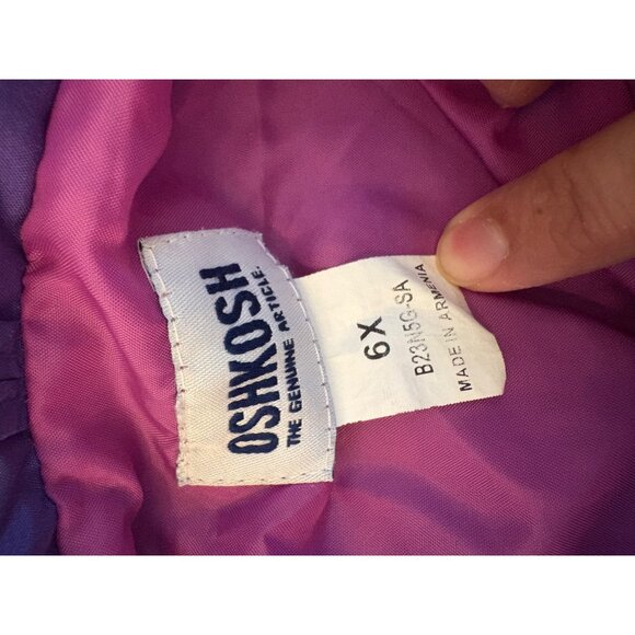 Vintage OshKosh Girls 6X Purple Pink Jacket Double Zipper, Snaps,Hood Enclosure - Picture 10 of 12